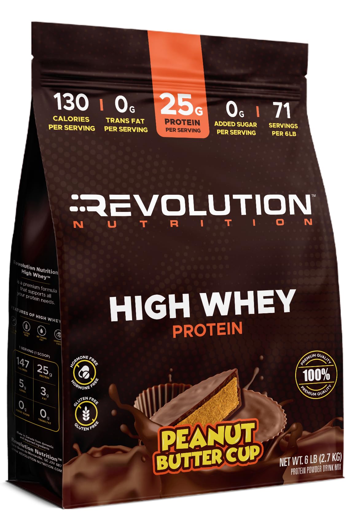 Revolution Nutrition, High Whey, Protein Powder 6LB, Whey Isolate, Gluten Free, Lean Muscle Mass for Men & Women, 25g of Protein Per Scoop, 2.7kg, 73 Servings (Caramel Iced Cappuccino, 6 Pound)